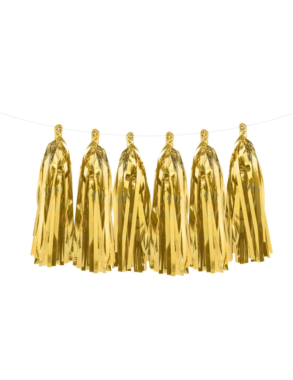 Guirlanda tassel 12 pompons para festa dourado metalizado