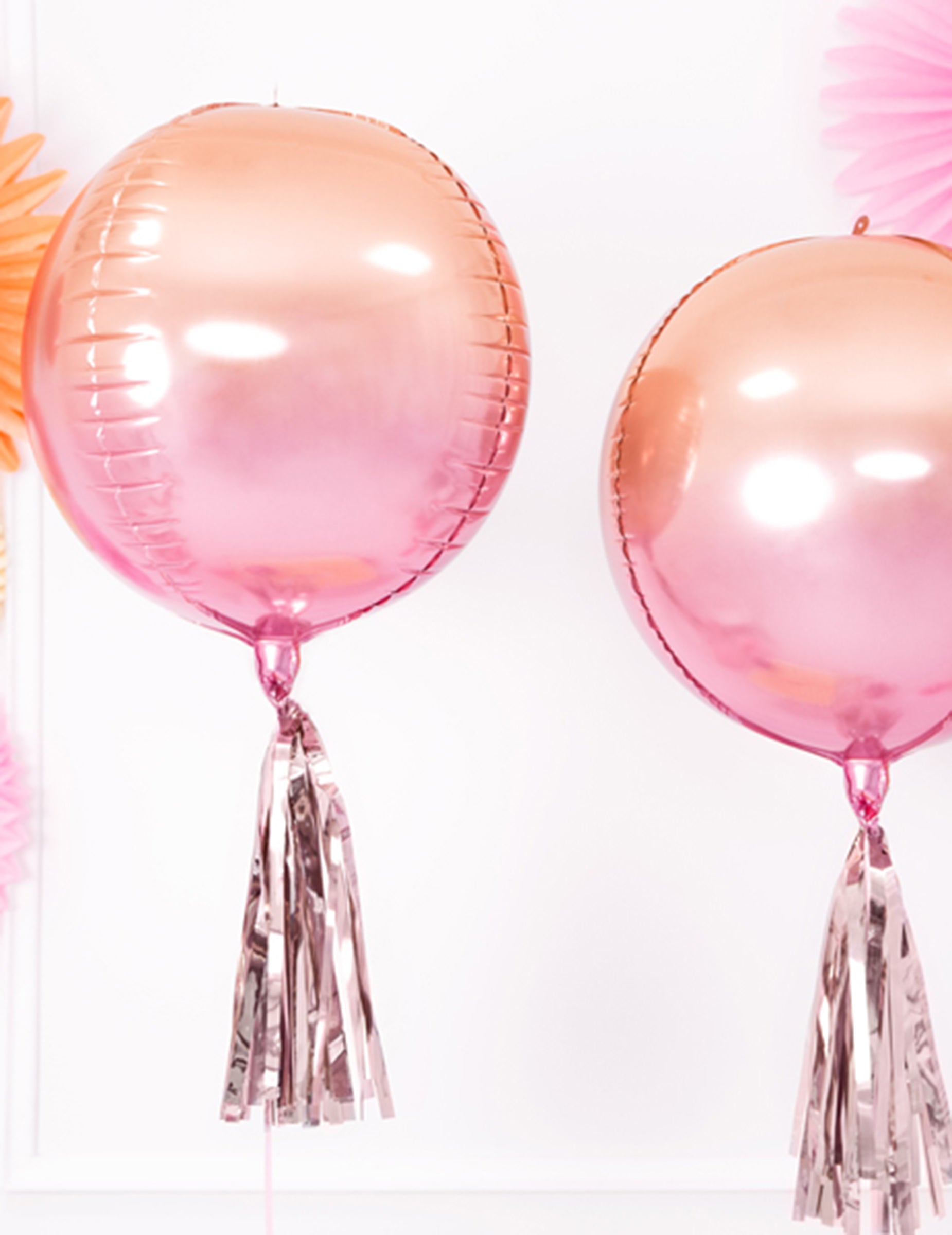 Pompons décorant des ballons de la guirlande tassel 12 pompons pour décoration de fête rose gold métallisé