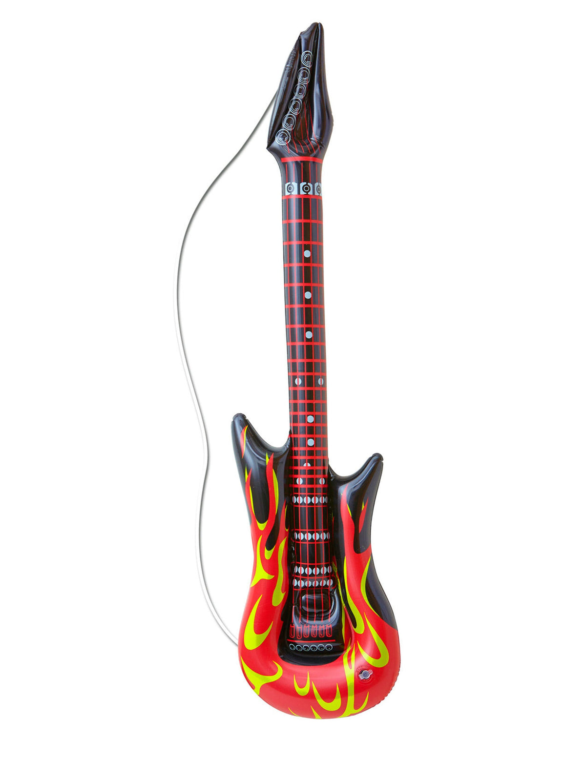 Guitare gonflable rock en flammes pour adulte noire et rouge avec bandoulière