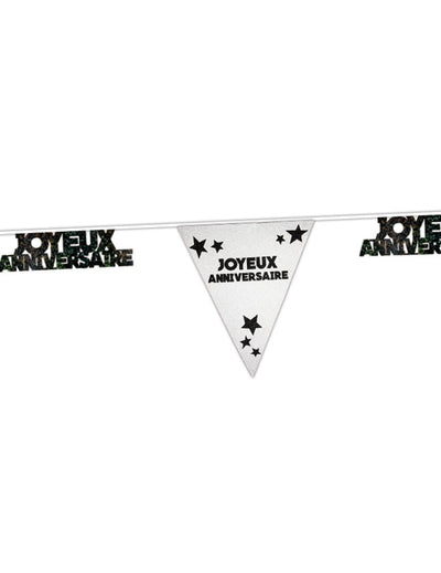 Guirlande Joyeux Anniversaire noire à paillettes