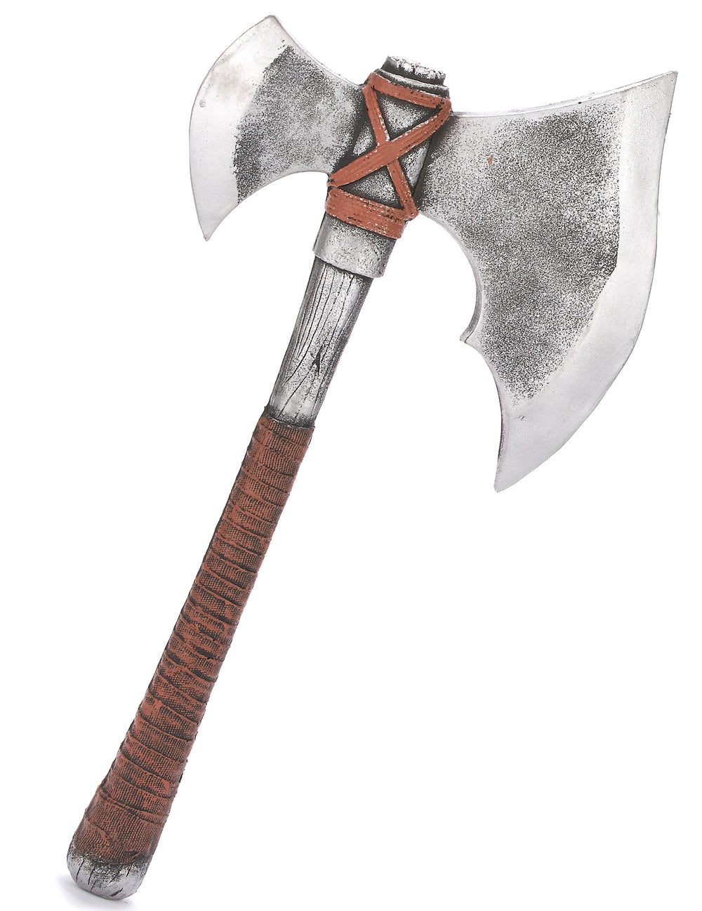 Hache viking luxe pour adulte grise avec manche marron effet cuir