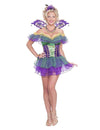 Déguisement de fée arlequin pour femme violet et vert
