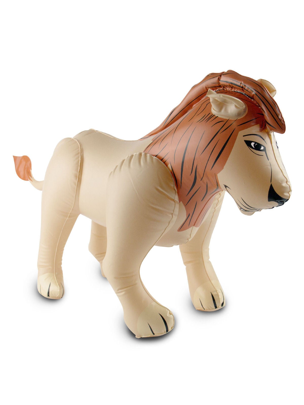 Lion gonflable pour fête beige avec crinière marron