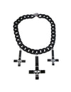 Collier gothique à pendentifs croix et têtes de mort pour adulte noir