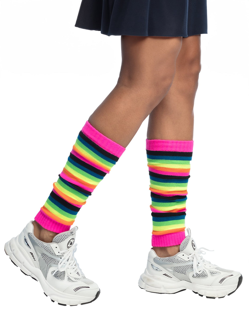 Jambières arc-en-ciel fluo pour adulte à rayures colorées