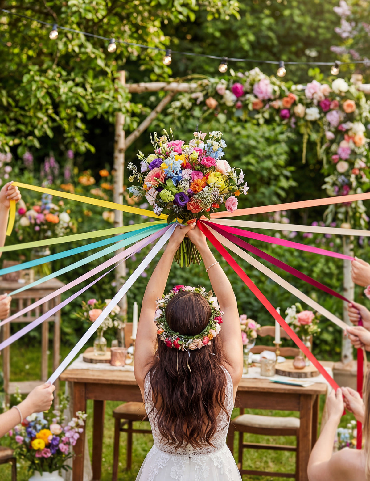 Jogo das fitas para casamento, 15 fitas multicoloridas