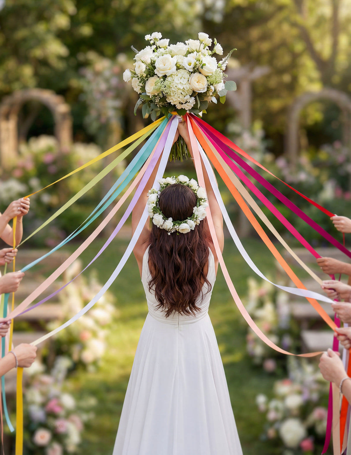 Jogo das fitas para casamento, 15 fitas multicoloridas