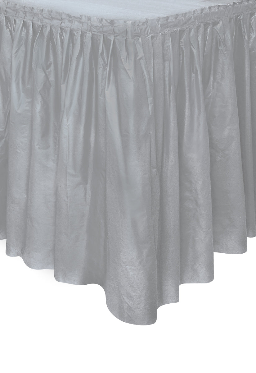 Jupe de table en plastique pour fête argent adhésive