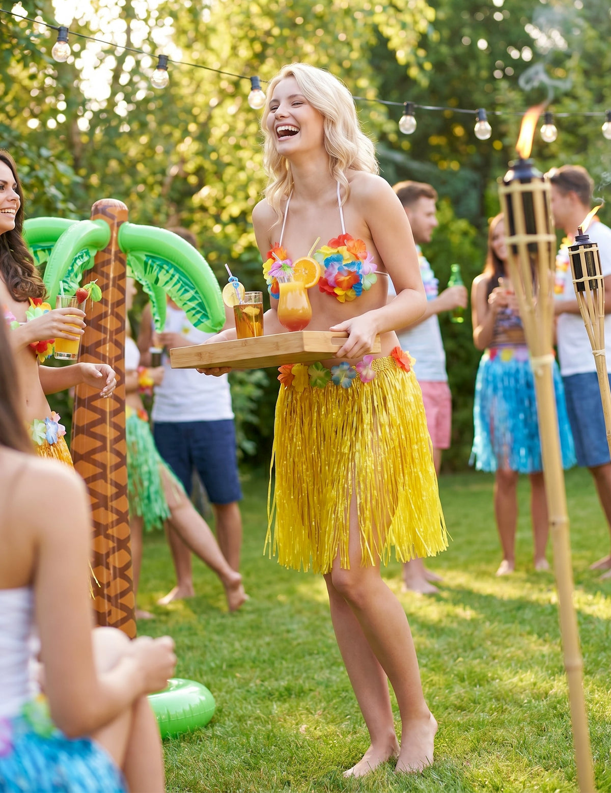 Saia havaiana curta amarela adulto