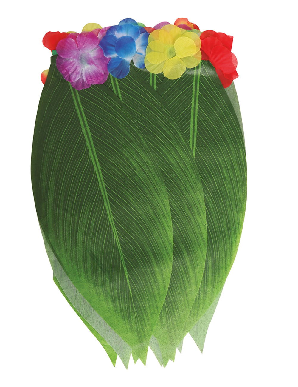 Détail des fleurs et des feuilles de la jupe hawaïenne feuilles de bananier