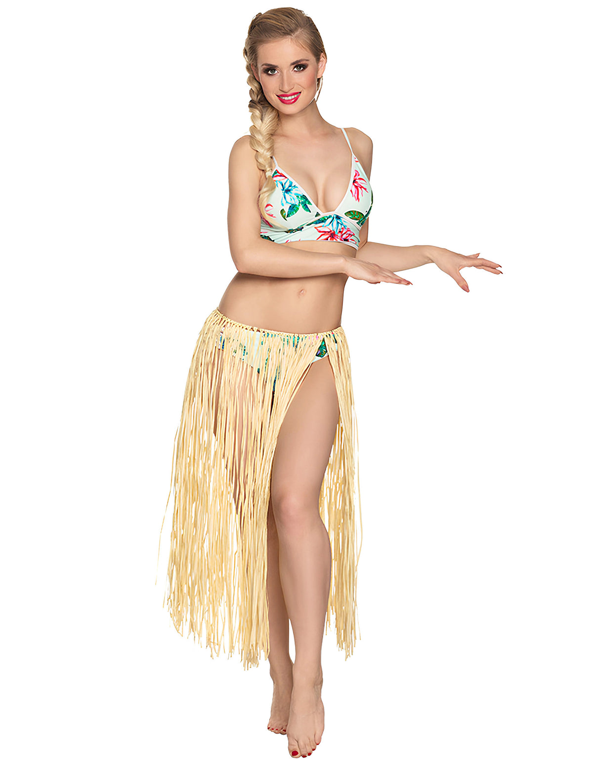 Jupe hawaïenne longue pour adulte naturelle en raphia