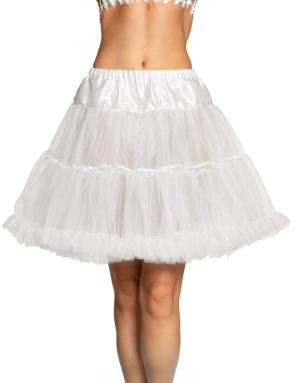 Saia interior midi para mulher branco em tule volumoso