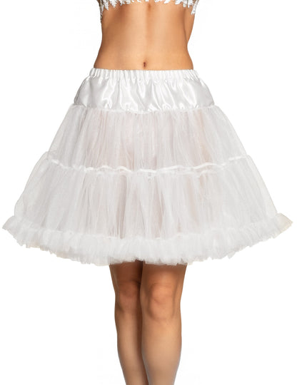 Jupon mi-long pour femme blanc en tulle volumineux