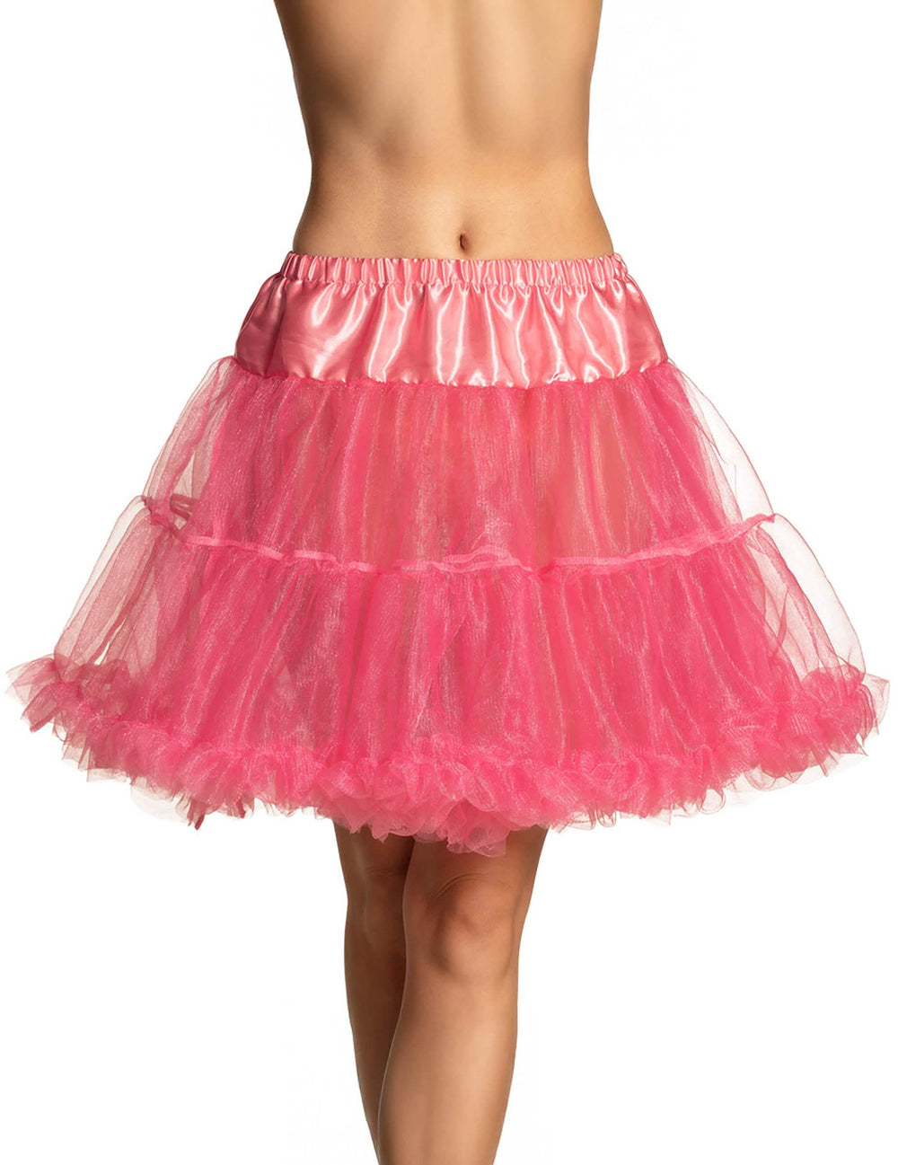 Saiote midi cor de rosa para mulher em tule vaporoso