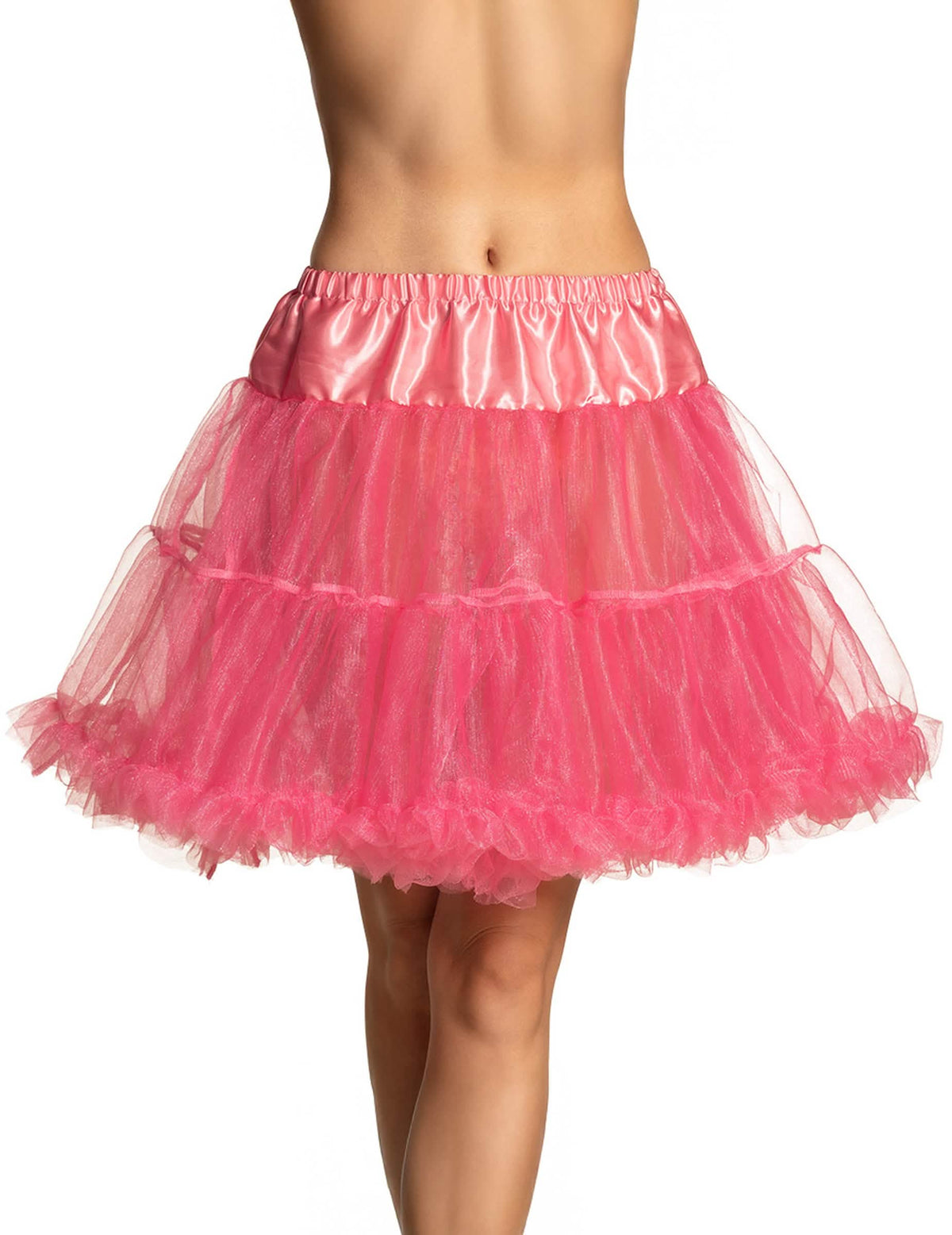 Saiote midi cor de rosa para mulher em tule vaporoso