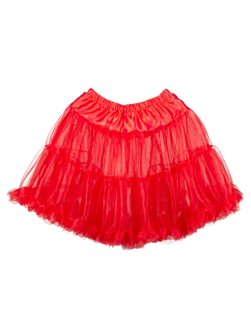 Vue à plat du jupon mi-long pour femme rouge