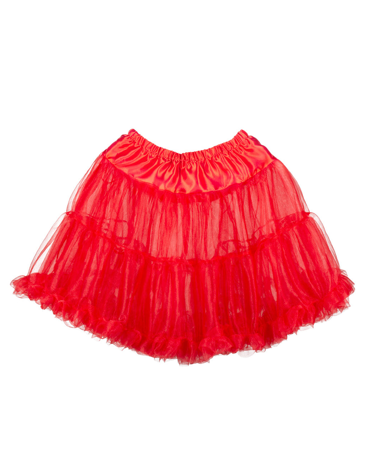 Vue à plat du jupon mi-long pour femme rouge
