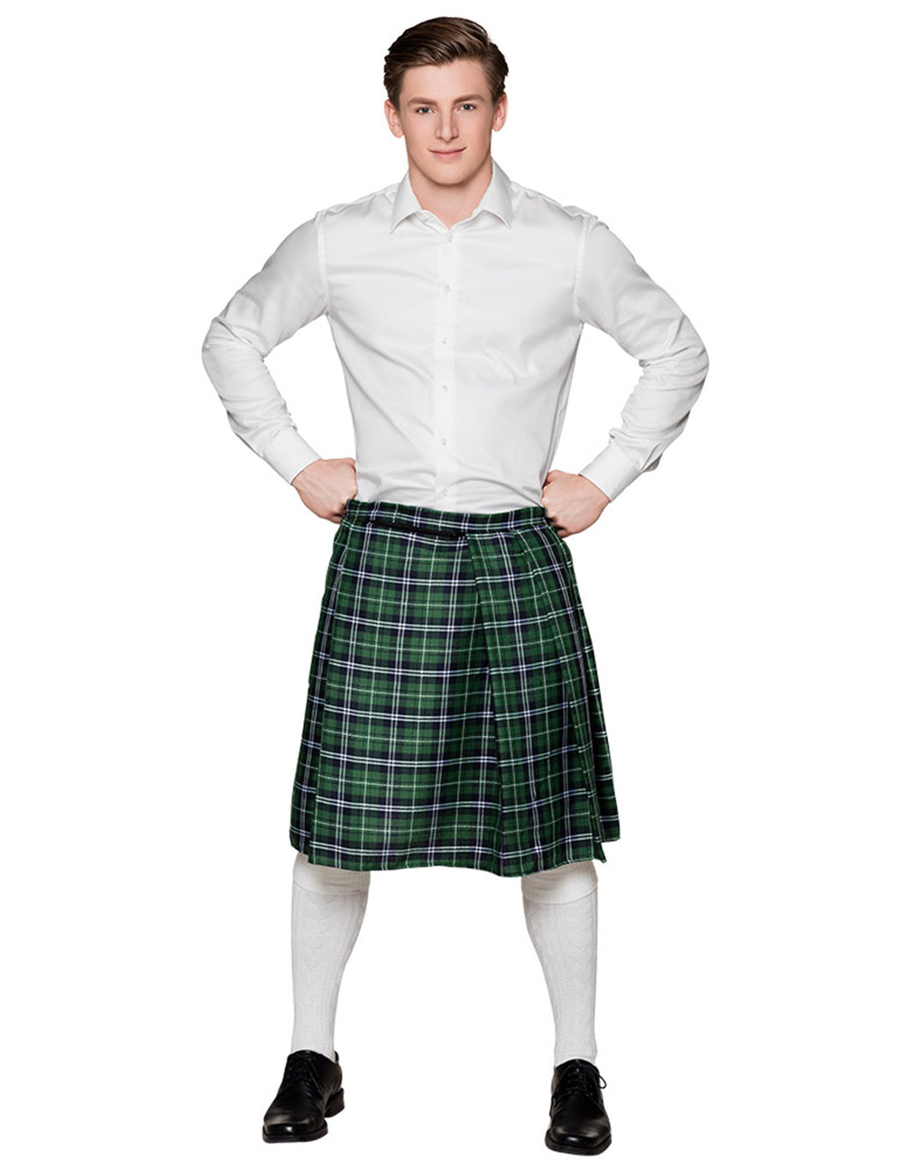 Vue de face du kilt écossais pour homme