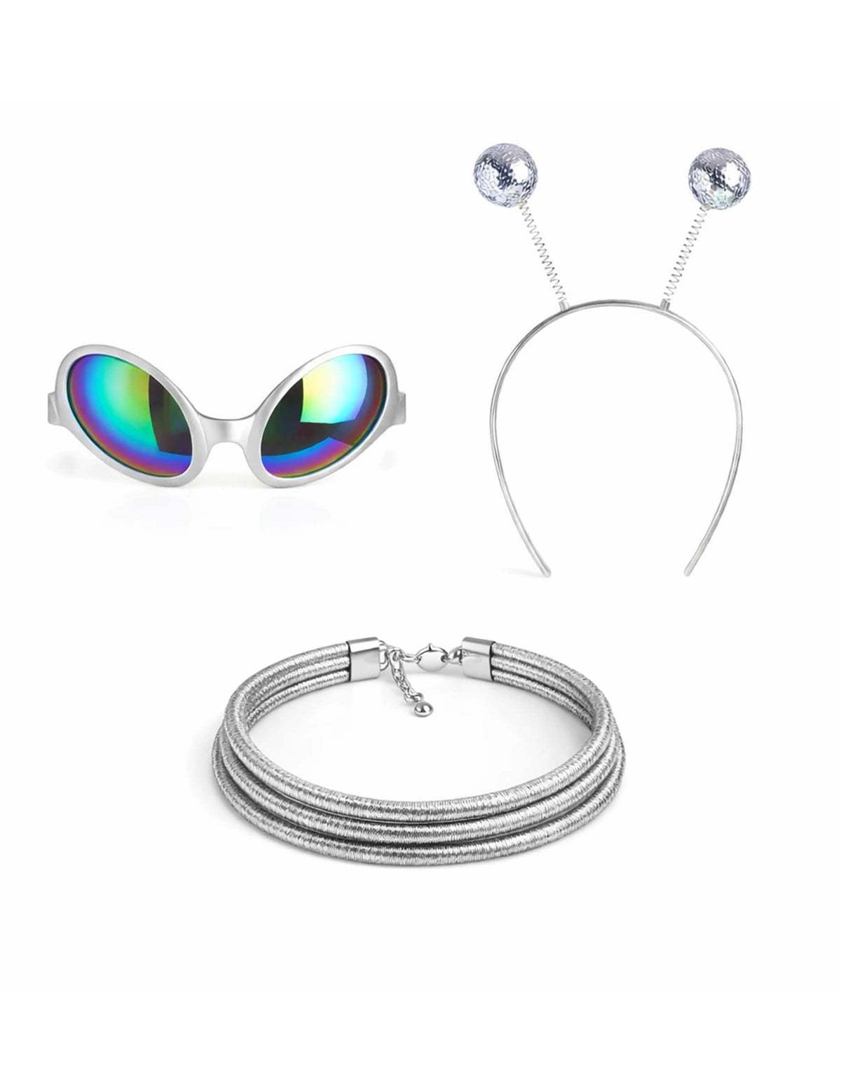Kit de acessórios de alienígena prateado para adulto