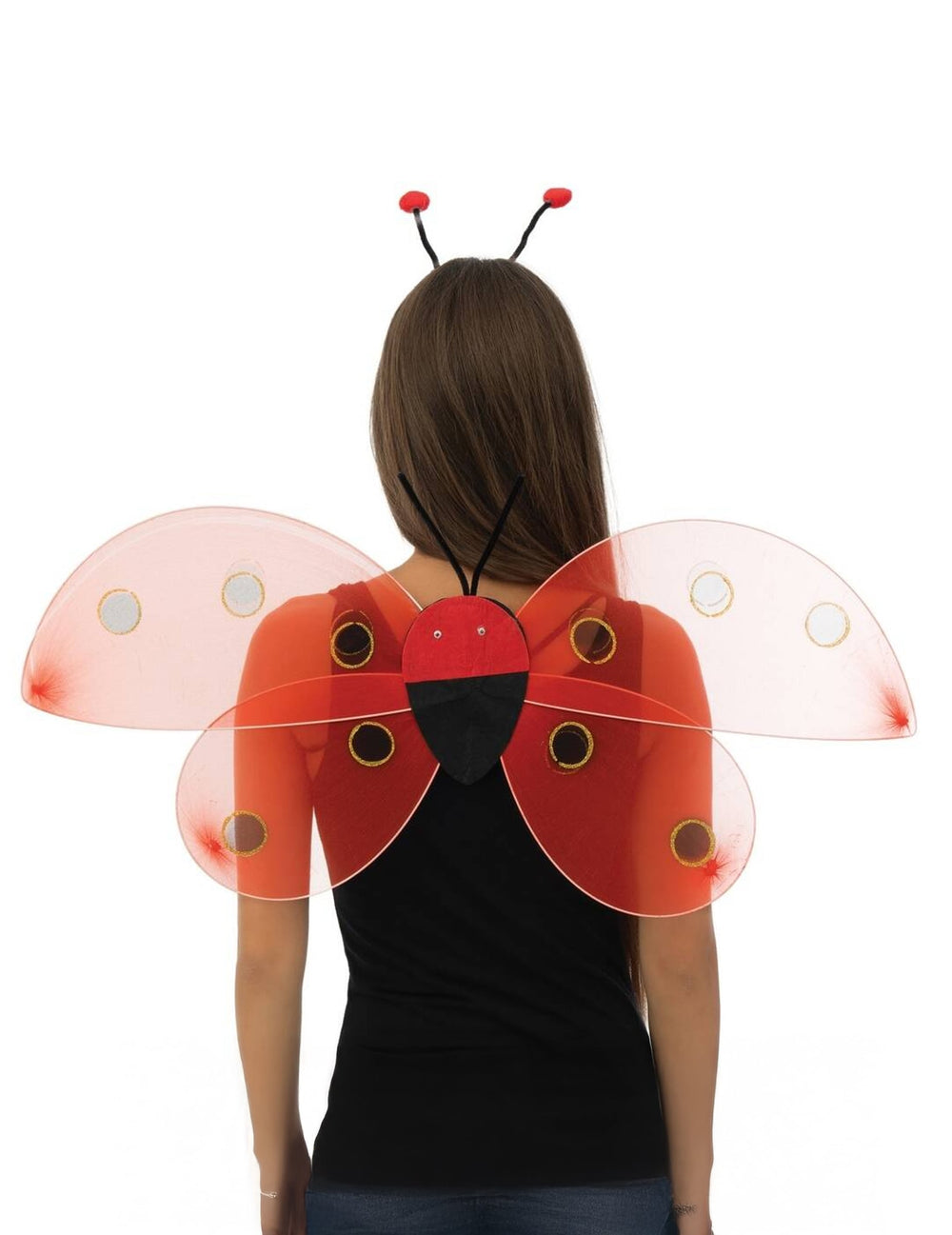 Kit accessoires coccinelle pour adulte rouge et noir avec ailes et serre-tête