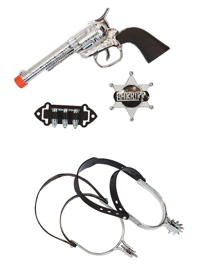 Revolver, étoile de shérif et éperons du kit accessoires de cowboy