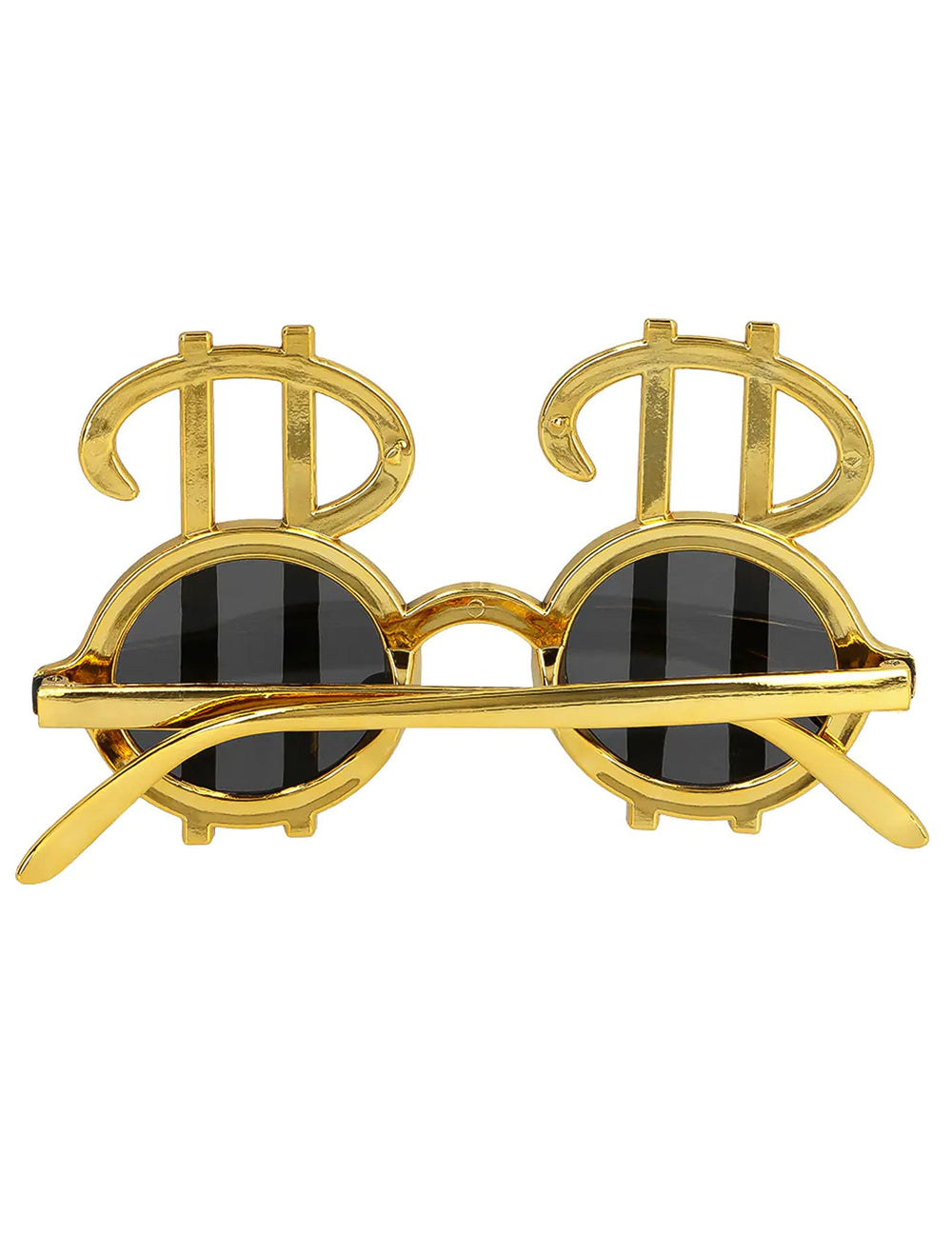 Détail des lunettes dorées en forme de dollar du kit accessoires dollars