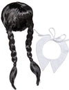 Kit accessoires écolière gothique pour femme avec perruque noire à tresses et col blanc