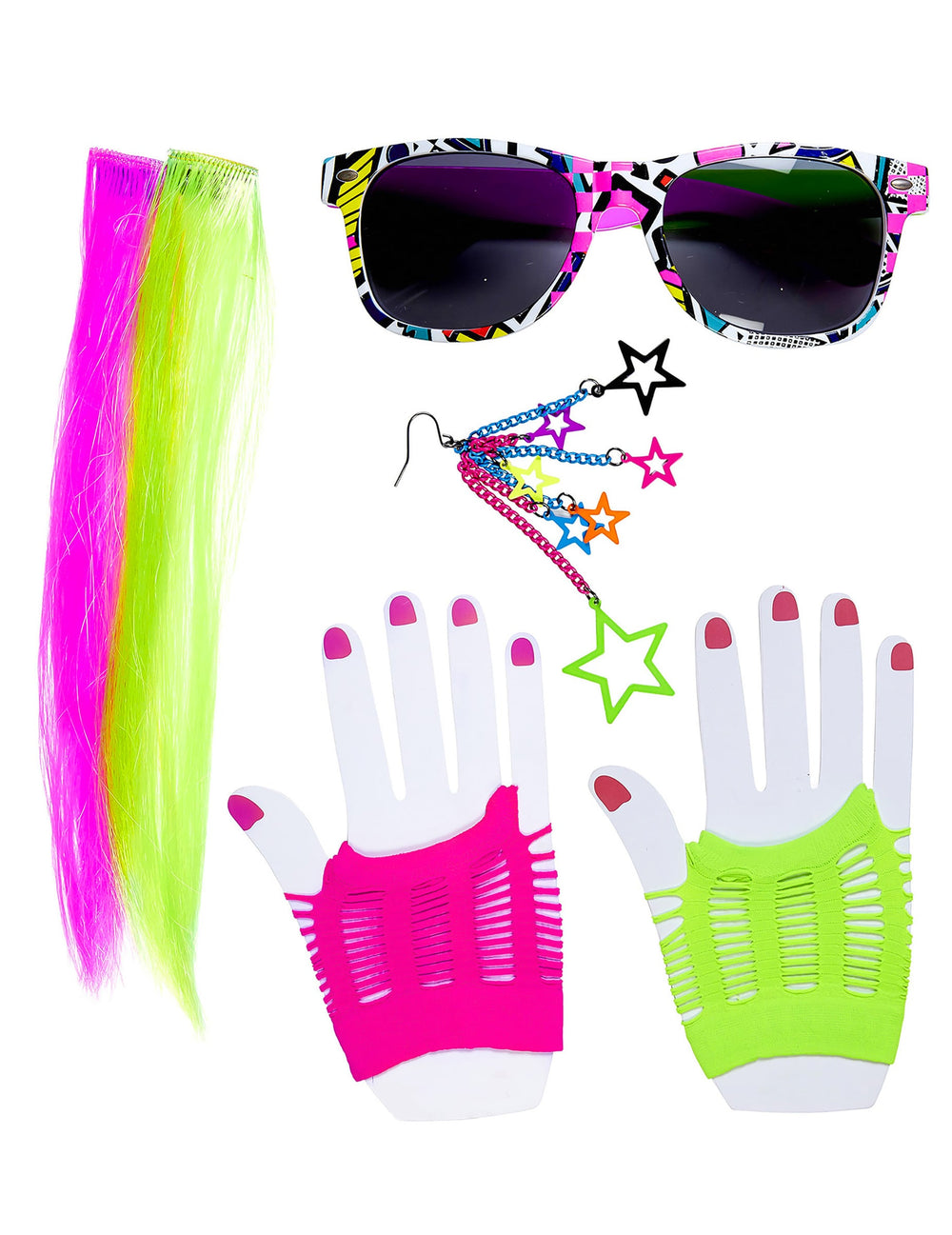 Vue d'ensemble du kit accessoires années 80 pour fille