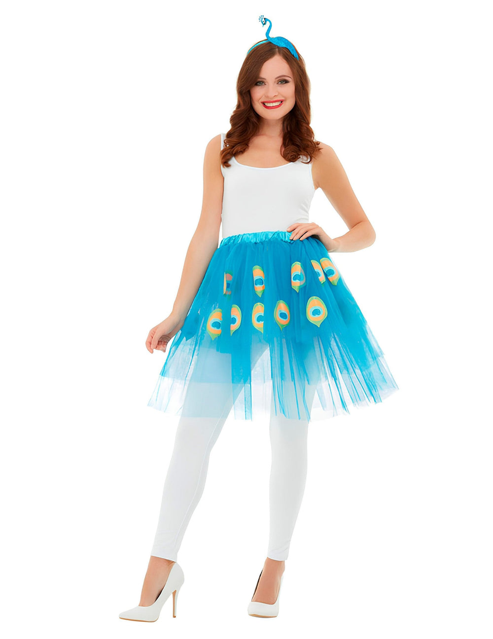 Kit accessoires paon pour adulte bleu avec tutu et serre-tête
