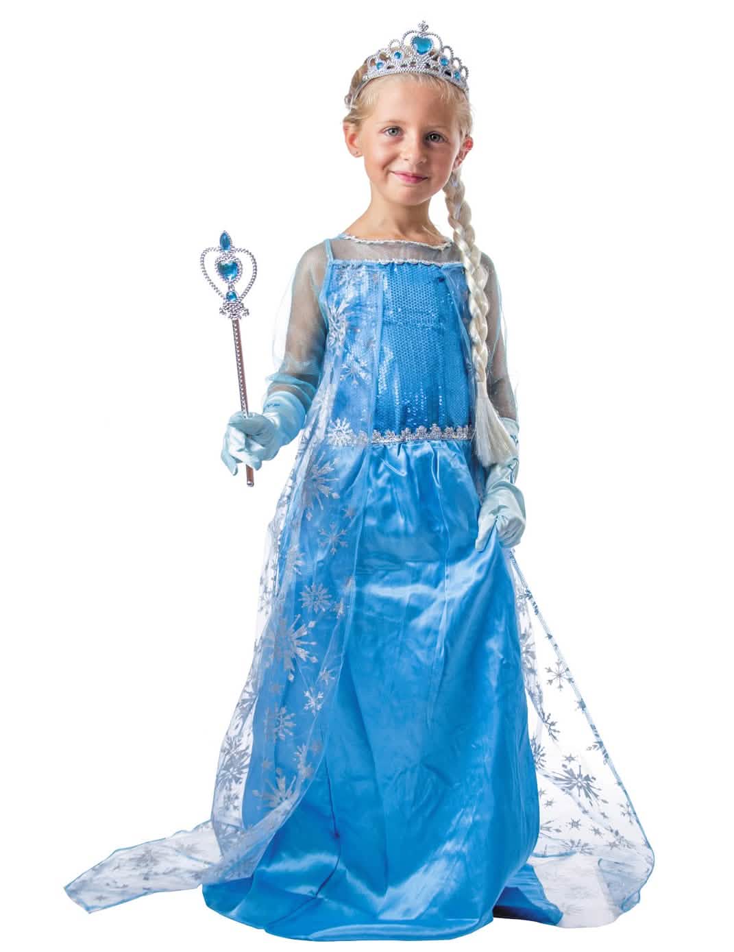 Kit de acessórios de princesa das neves para criança azul com diadema e varinha