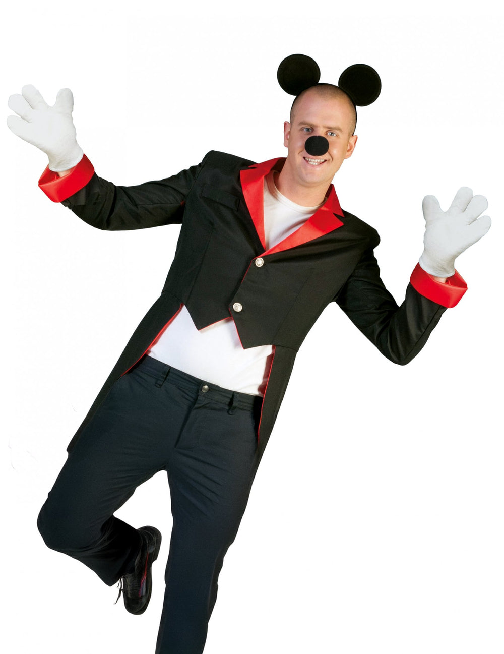 Kit accessoires de souris pour adulte noir et blanc avec oreilles, nez et gants