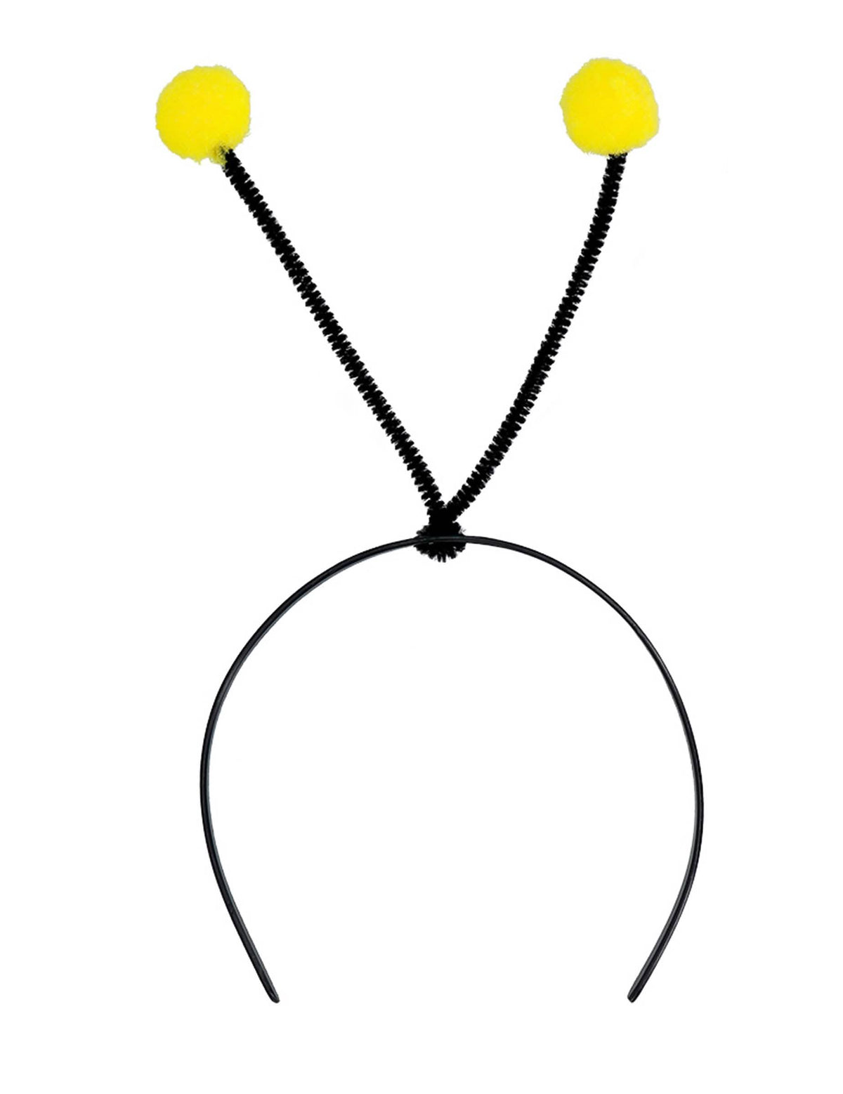 Detalhe da bandolete com antenas do kit asas e bandolete abelha