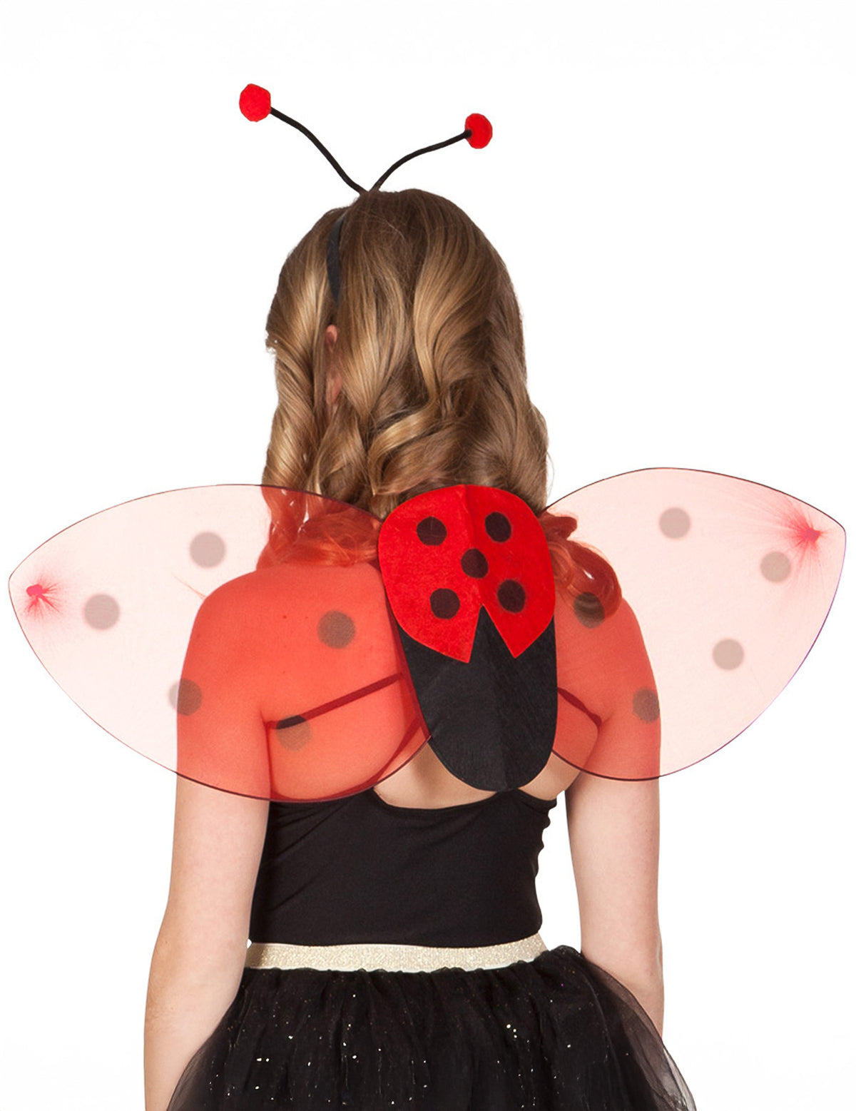 Kit ailes et serre-tête coccinelle pour enfant rouge et noir à pois