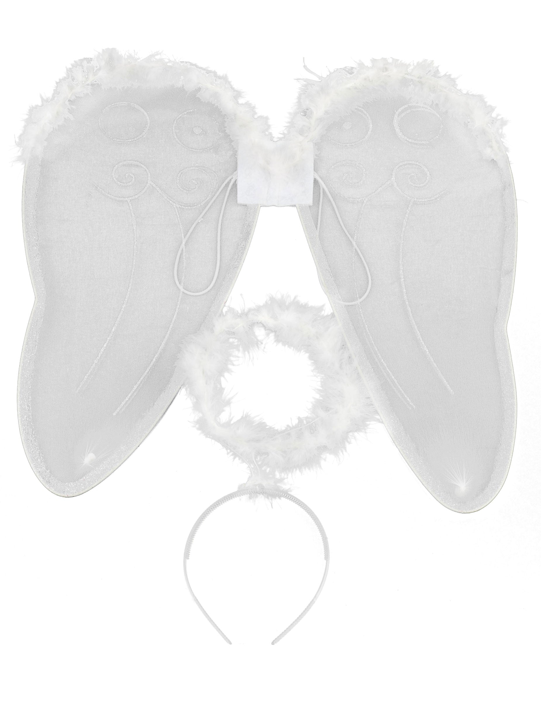 Kit avec ailes et auréole d'ange pour adulte blanc à plumes