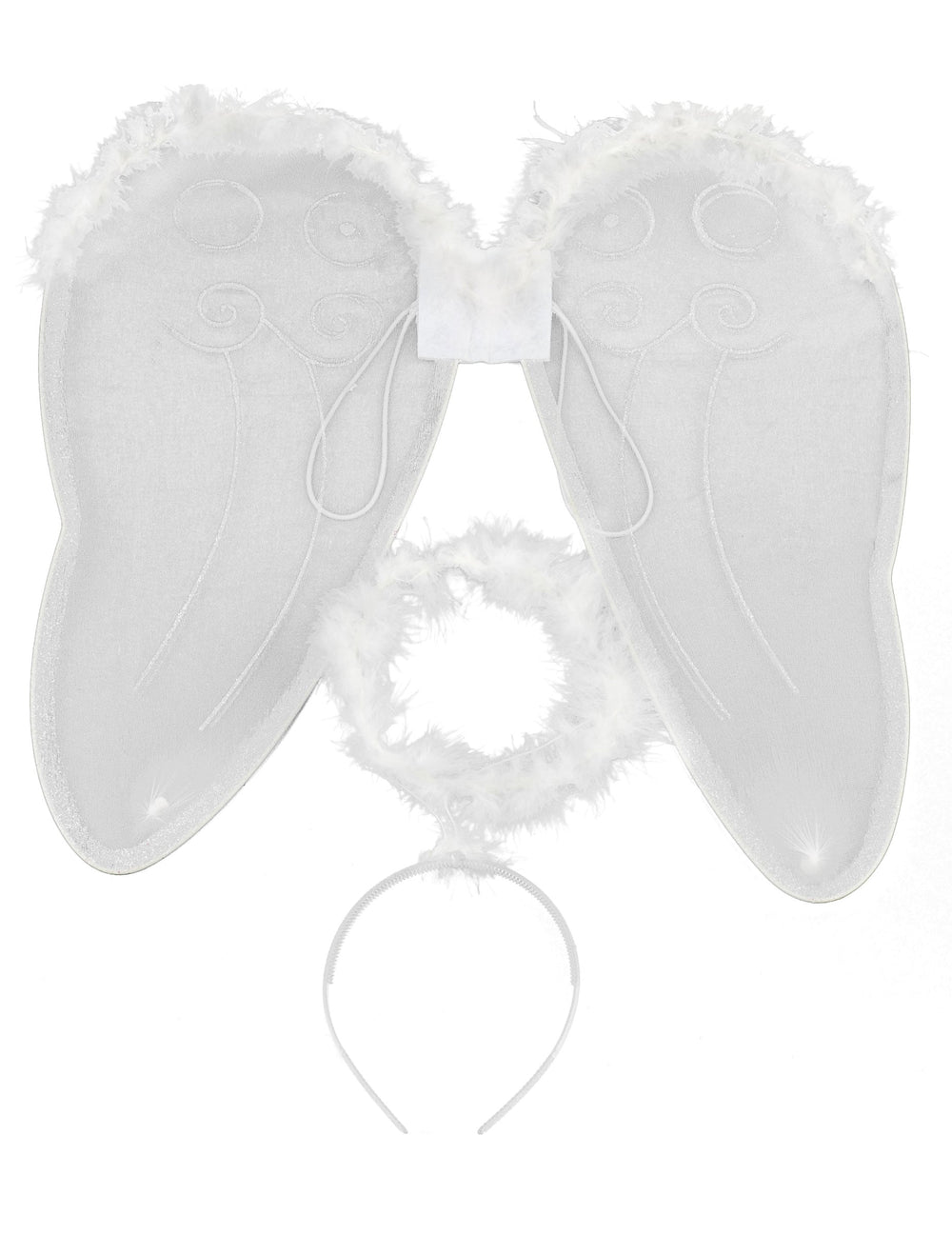 Kit avec ailes et auréole d'ange pour adulte blanc à plumes
