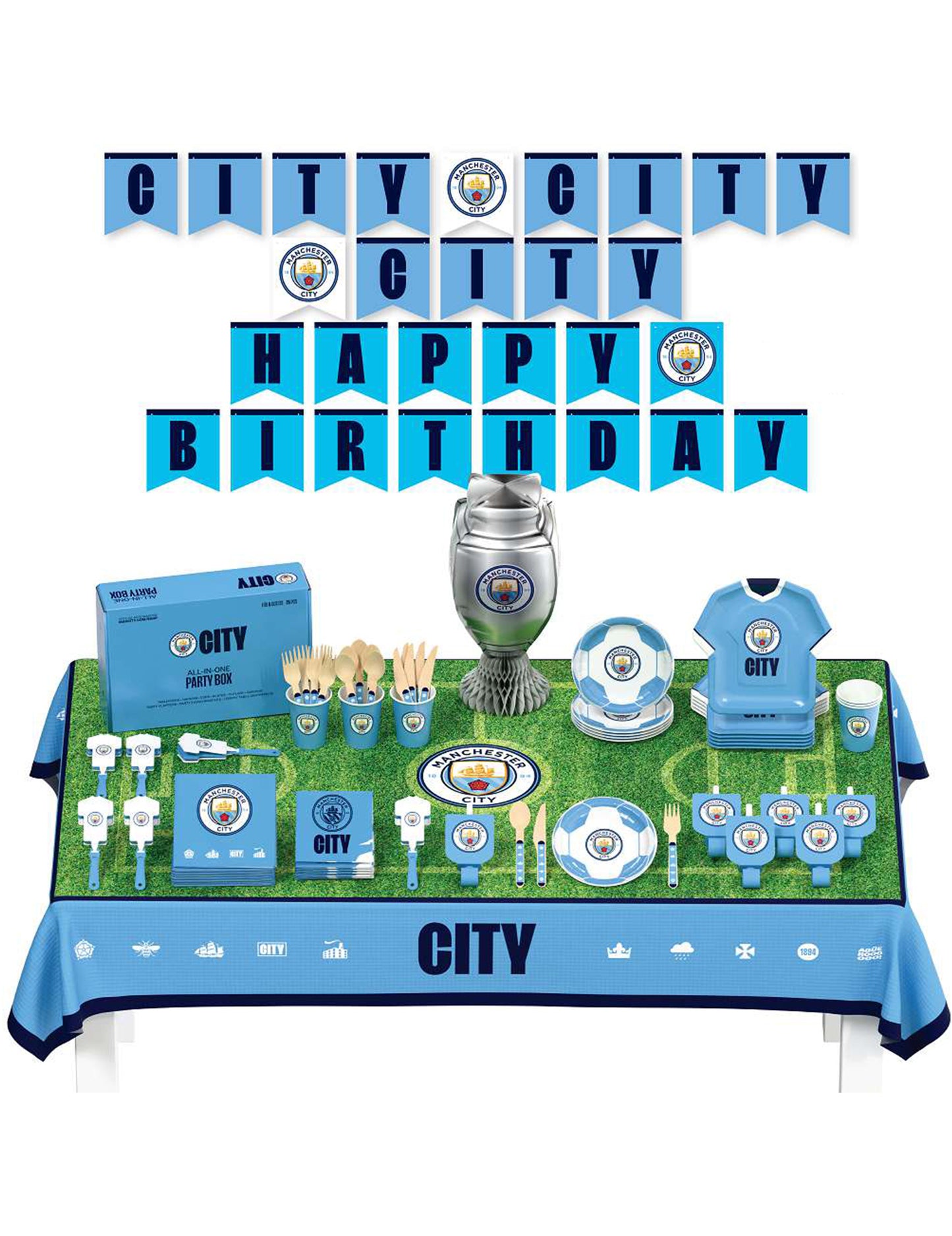 Kit de aniversário Manchester City Football Club 75 peças