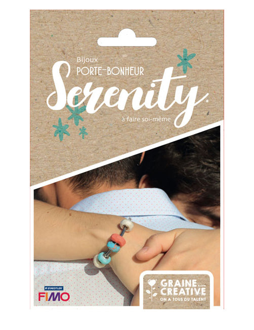 Kit bijoux porte-bonheur bracelet perles en fimo et charms pour enfant ou adulte bleu turquoise et saumon