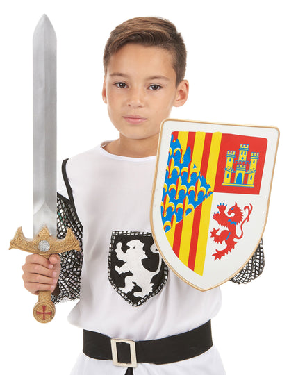 Accessoires portés du kit bouclier et épée chevalier en plastique pour enfant