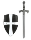 Kit bouclier et épée de chevalier croisé pour enfant noir et blanc