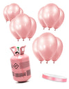 Kit de cilindros de hélio com 12 balões rosa-dourados e fita de cetim