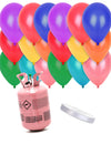 Kit garrafa de hélio com 24 balões multicoloridos e fita