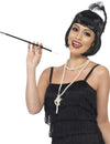 Kit cabaret pour femme noir avec bandeau à plume et collier de perles