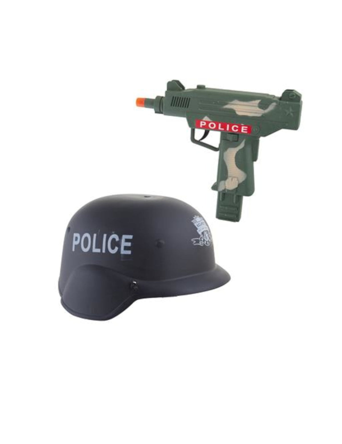 Casque noir et mitraillette camouflage du kit casque et mitraillette de police