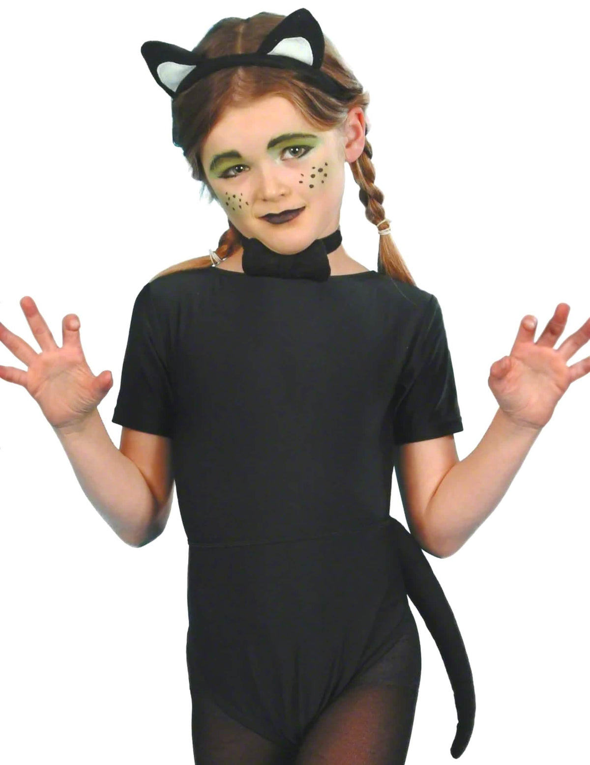Kit de chat pour enfant noir avec oreilles, nœud papillon et queue