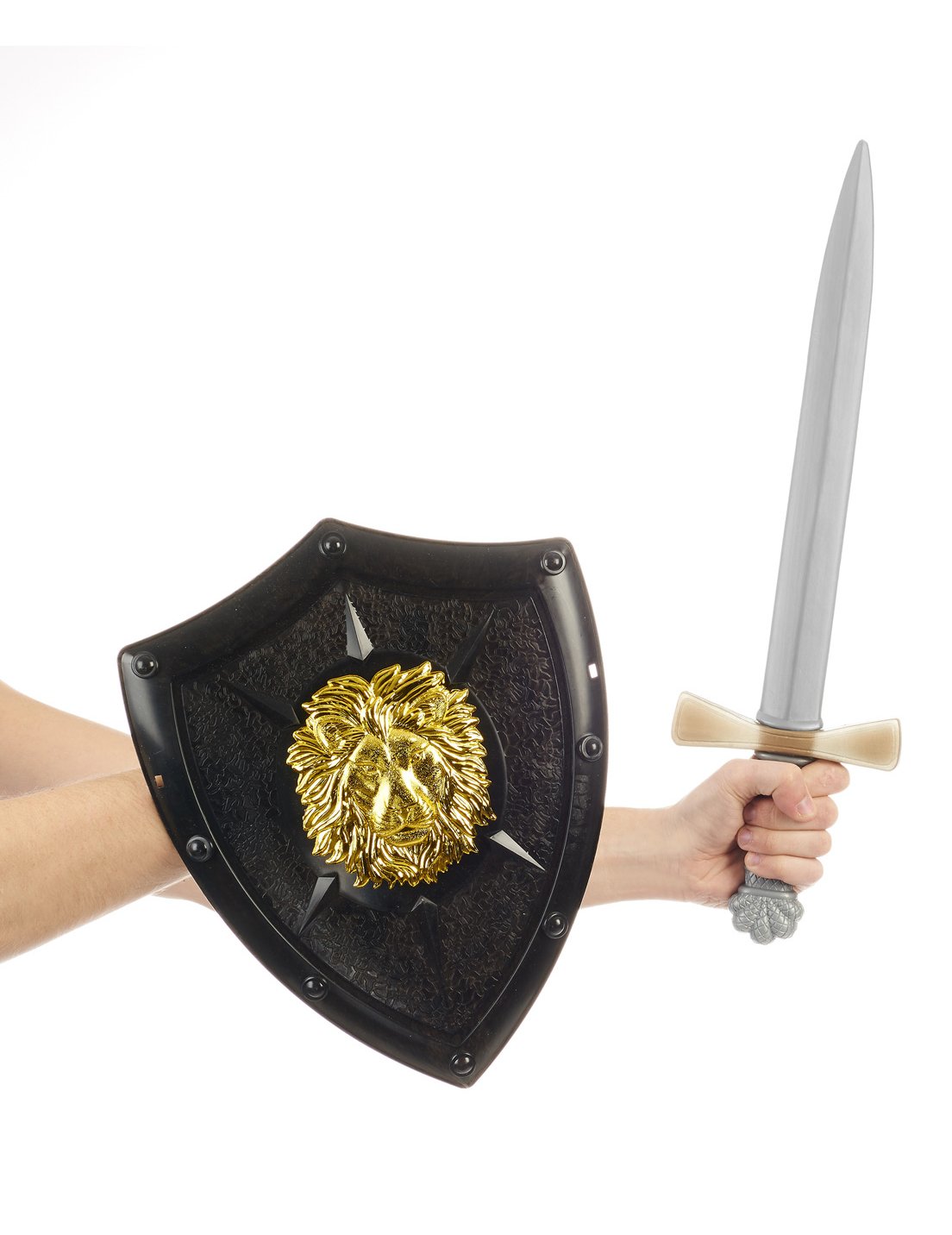 Détail de l'épée et du bouclier du kit de chevalier pour enfant