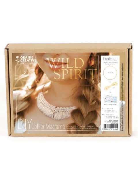 Kit de colar em macramé boémio para adulto branco sujo e dourado