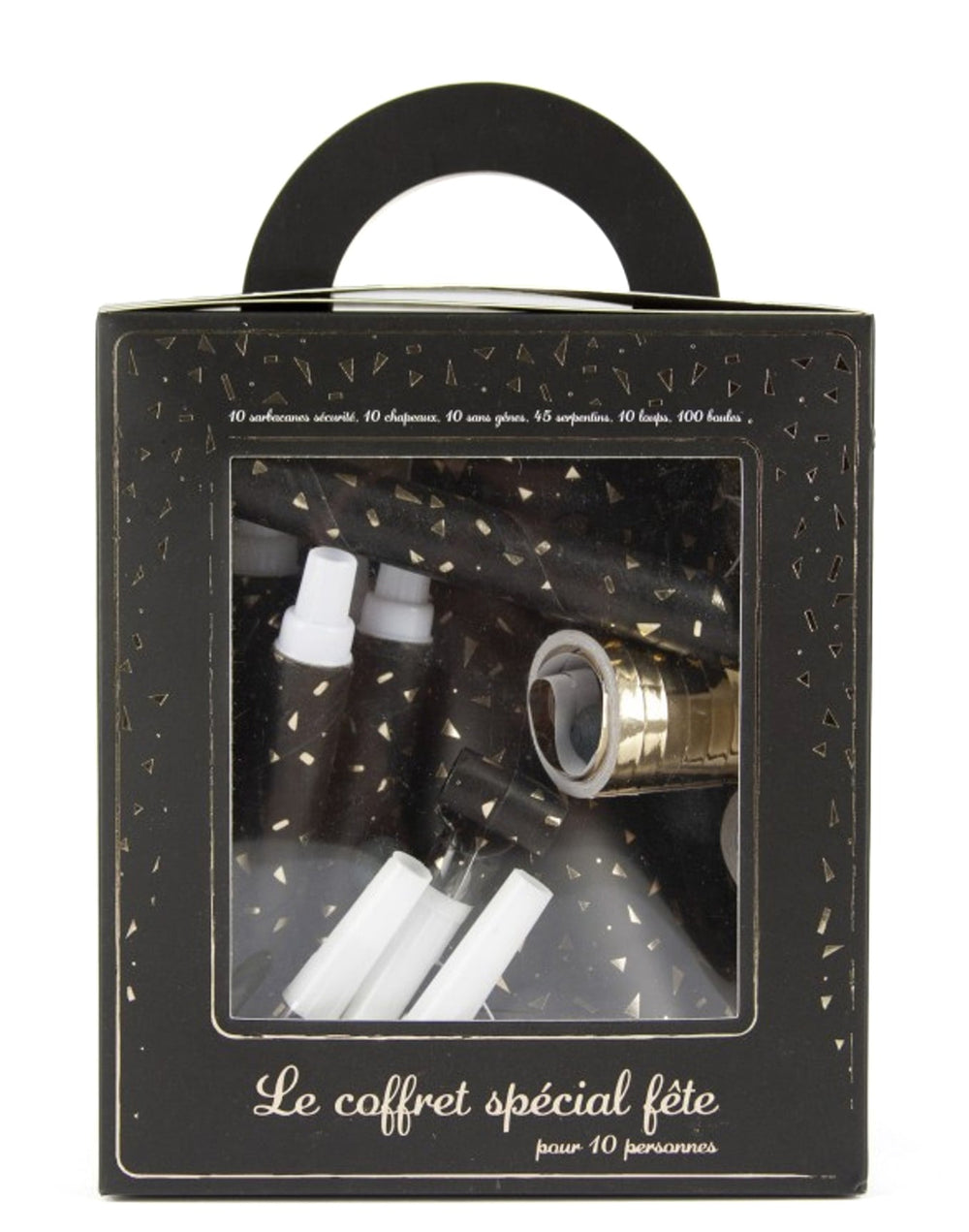 Kit cotillons party pour 10 personnes noir et or