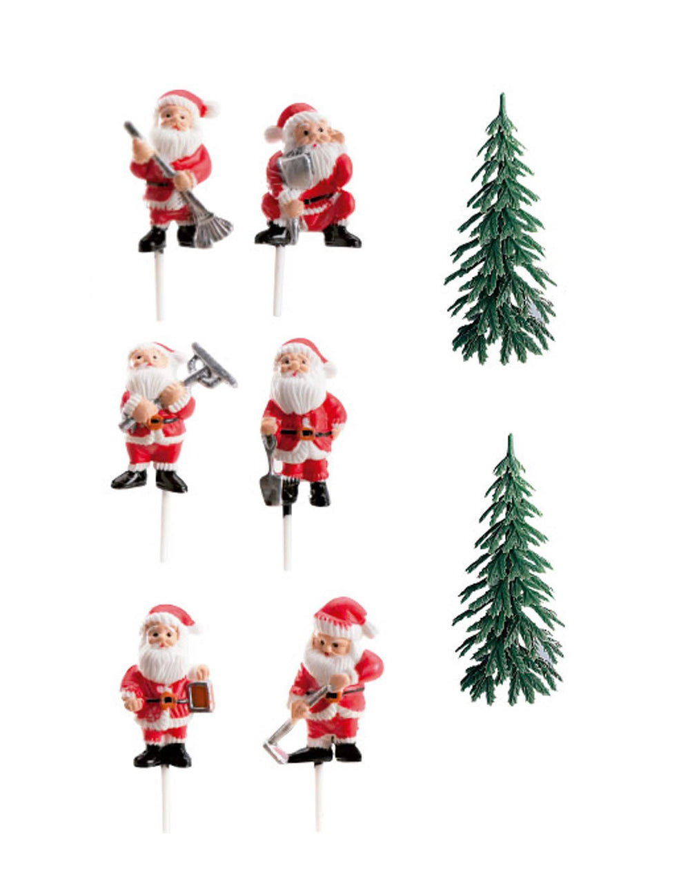 Kit de decoração de tronco com figuras pai natal para bolo vermelho e verde