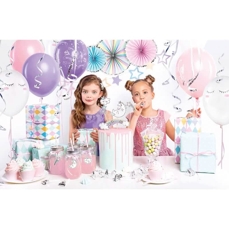 Mise en situação do kit decoração aniversário unicórnio