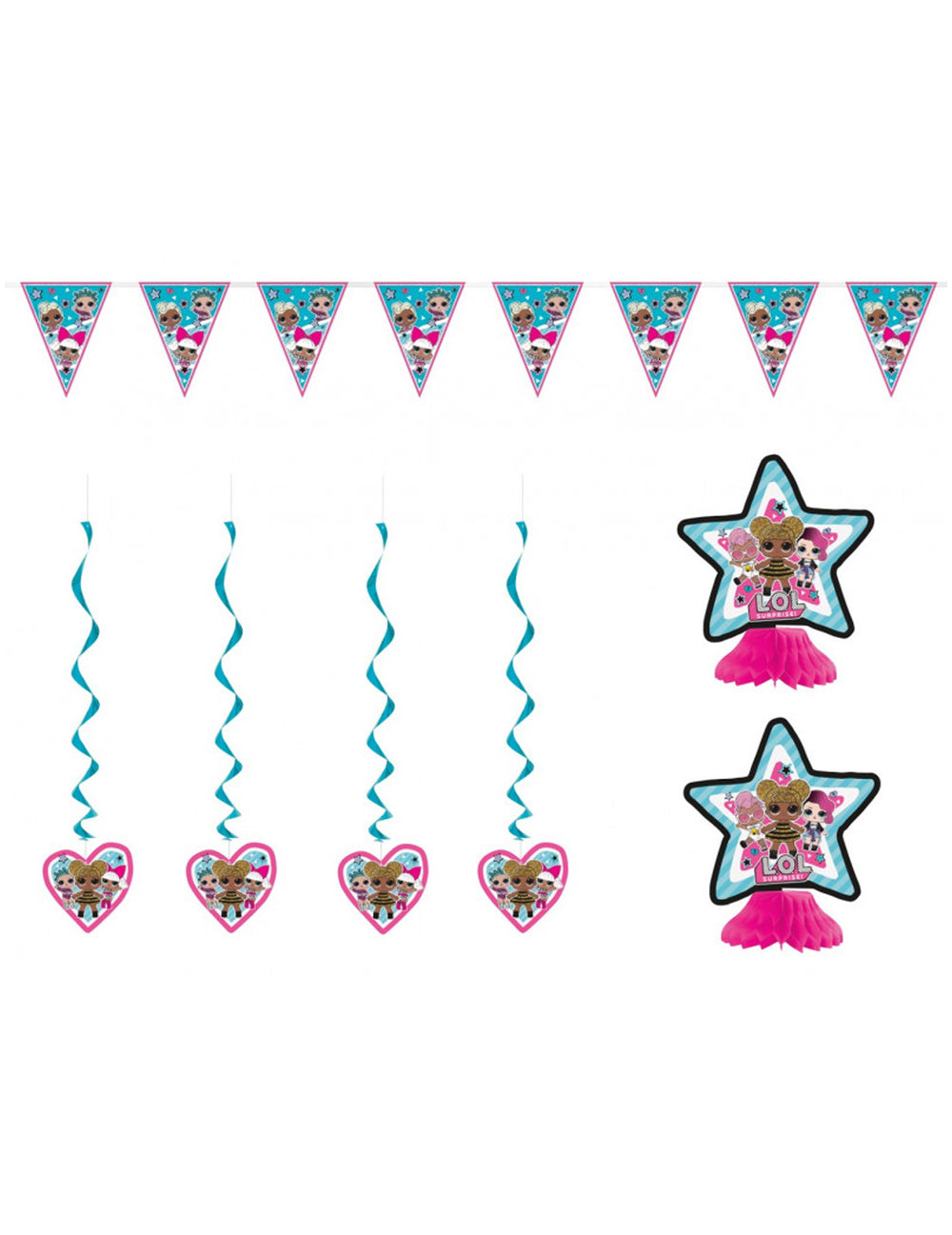Kit décorations 7 pièces LOL Surprise pour enfant rose et bleu